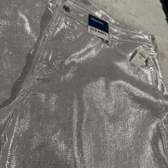 Old Navy womens NWT OG Loose Fit Jeans icicle shimmer 22 stretch - Picture 3 of 14